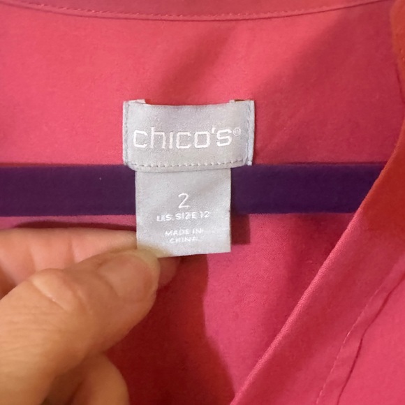 Chico’s Poplin Ruffle Sleeve Women's Pink Blouse - Picture 6 of 7